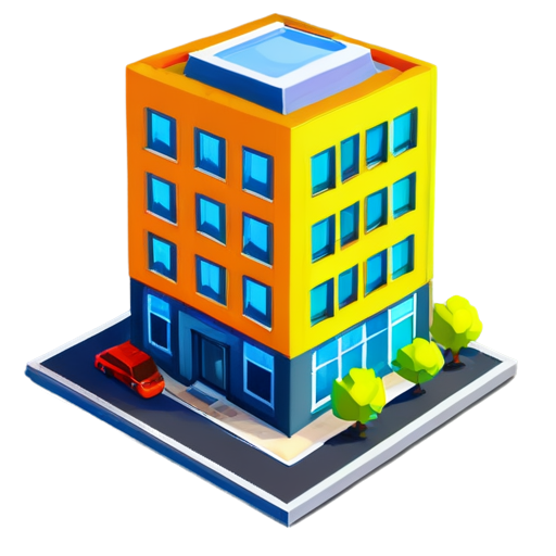 lowpoly icon for infrasturcture in a city builder game. Vivid colors - icon | sticker