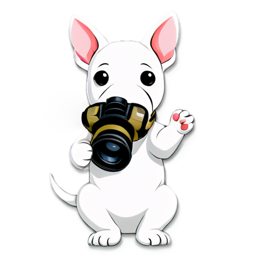 bull terrier holding binoculars - icon | sticker