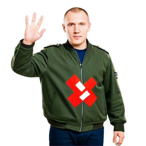 A Russian nazi with swastika flag doing a nazi salute - icon | sticker