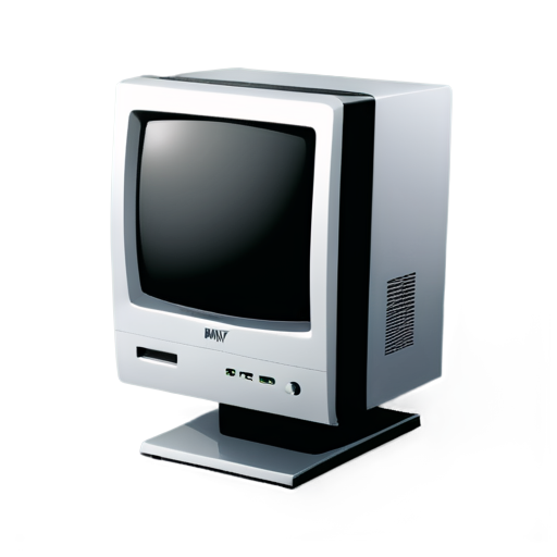 a old gaming pc computer from the early 2000's, mtv generation, trendy, chrome colors - icon | sticker