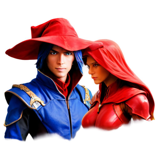 red vs blue mage face to face - icon | sticker