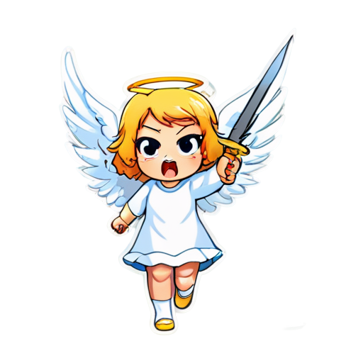 Angry angel with a knife - icon | sticker