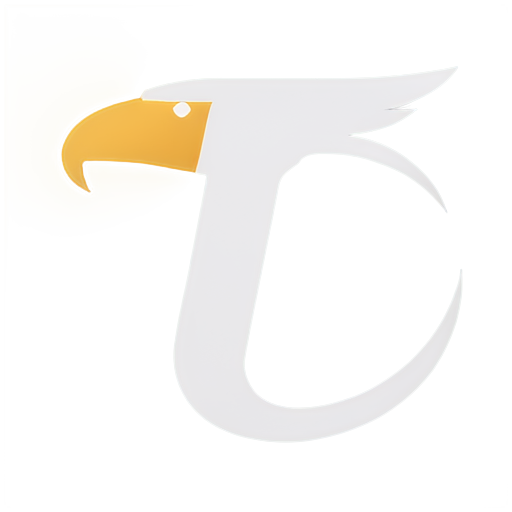 The letter T in the form of a perched eagle, with pointed edges - icon | sticker