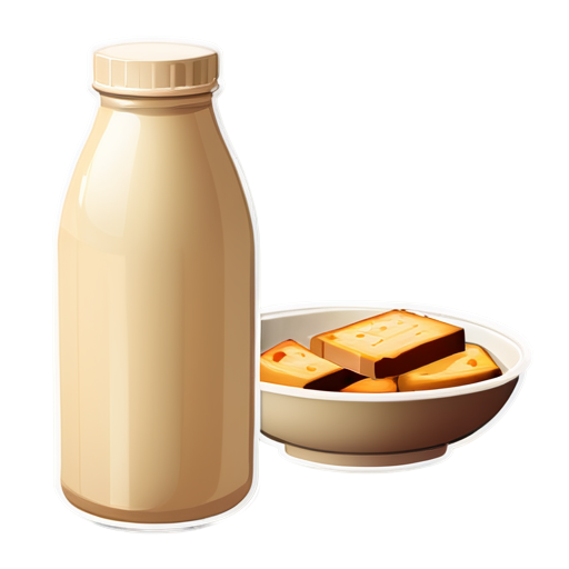 items bottle and plate icon light beige no background - icon | sticker