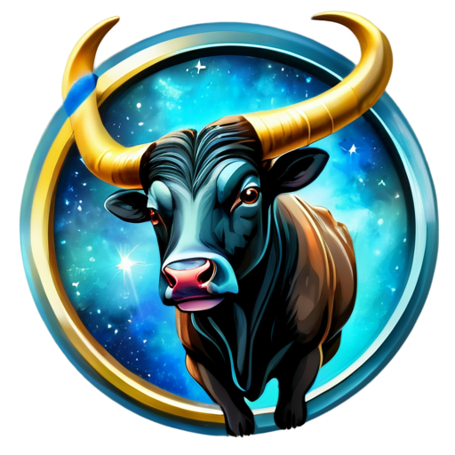 Design a symbol for the astrological sign Taurus. The symbol should reflect the mystical and celestial nature of astrology, and incorporate elements that represent harmony and balance in the universe. Please develop a unique and visually appealing design that can be used as an icon for the sign for the website. - icon | sticker