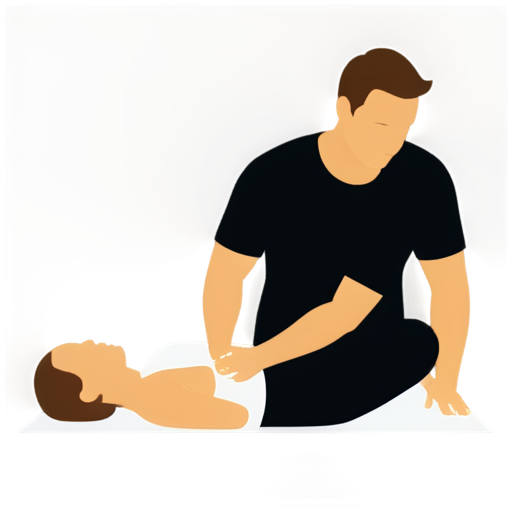 A masseuse massaging a person lying down using the letters D M T - icon | sticker