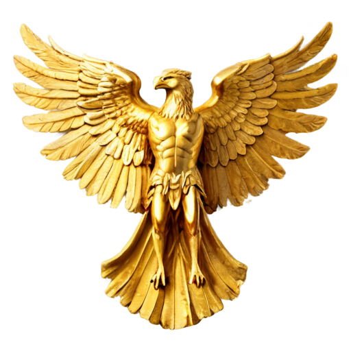 A Golden Ancient Roman Empire Eagle with its wings spread out and facing forward - icon | sticker