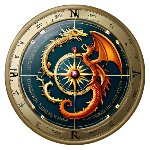 Dragon compass with north south east and west - icon | sticker