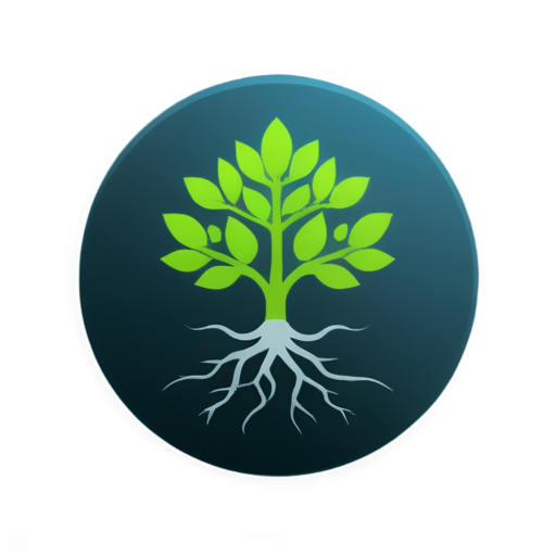 root and mycorrhizae circular icon with color, transparent background, focus on the roots not the plant - icon | sticker