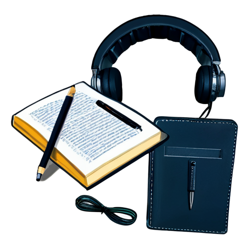 Open Book, Camera, Headphone, Pencil - icon | sticker