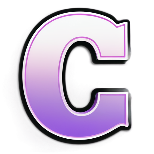 White symmetric letter "C" with a pink-purple gradient background - icon | sticker