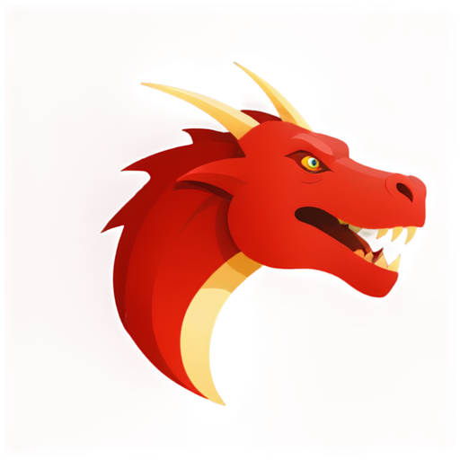 red dragon head, side view, simple lines, vector, cartoon - icon | sticker