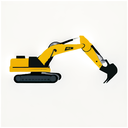 excavator, side view, flat, minimalistic, monochrome - icon | sticker