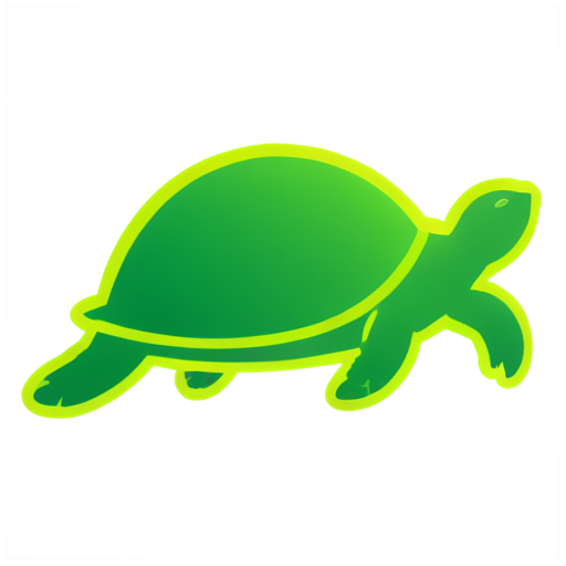 Sketch Turtle One stroke drawing pure line gradient green - icon | sticker