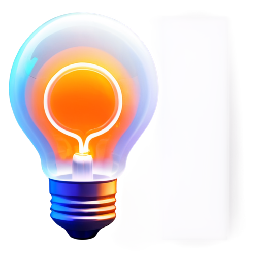 only a light bulb with orange neon lines on a white background, with lines imitating glow on top. - icon | sticker