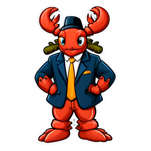 Lobster gangster smoke cigars - icon | sticker