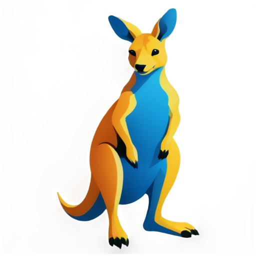 a playful kangaroo in bright colors - icon | sticker