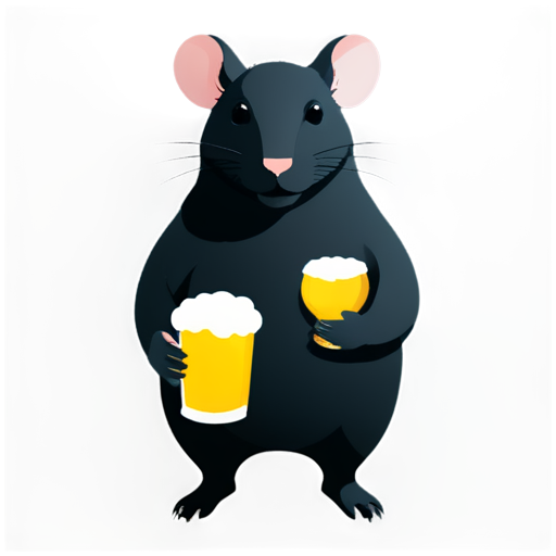 Rat's upper torso holding two beers together - icon | sticker