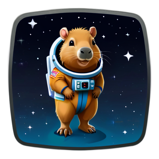 capybara in space, he is in a spacesuit, space is very beautiful with glows - icon | sticker