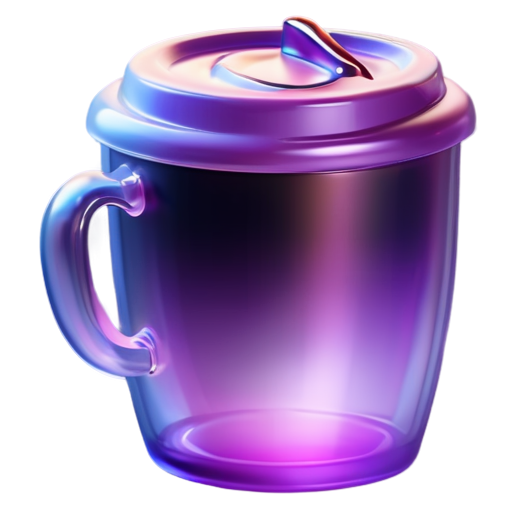 unusual 3d space-style purple inflated coffee cup - icon | sticker