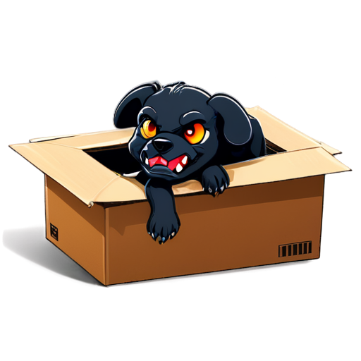 evil cerberus crawls out of the paper box - icon | sticker