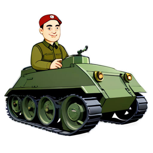 Russian tractor driver on a Soviet tank cartoon icon for youtube channel - icon | sticker