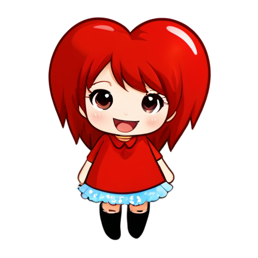 Little red heart is smiling - icon | sticker
