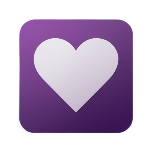 a square icon made of 2 different purple shades similar to the instagrame scheme and there is a white heart in the middle make it simple - icon | sticker