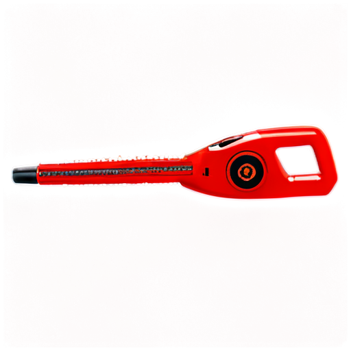 petrol trimmer in profile in realistic techno punk style in red shades on a white background - icon | sticker