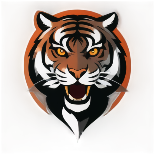 Crazy Tiger, omoda c5, chery, fastback crossover, diamond black- white - orange (red) background tone - icon | sticker