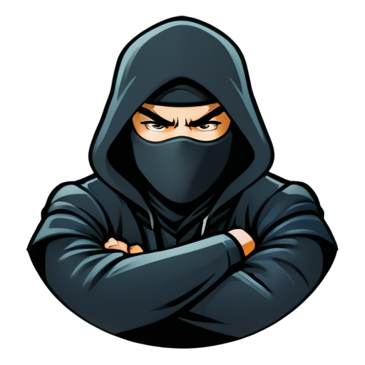 black, angry ninja logo, for a crypto token - icon | sticker