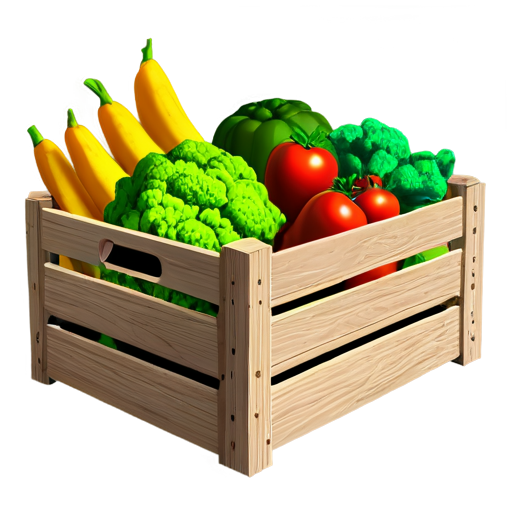 wooden box with vegetables - icon | sticker