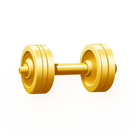 Create an 2d icon for an AI-powered workout app. The design should feature a golden dumbbell prominently displayed in the center. The dumbbell should have a sleek and modern look, symbolizing strength and fitness. The background should be dark, preferably a deep black or dark navy blue, to make the golden dumbbell stand out and give a sense of sophistication. The overall style should be clean and minimalist, with a touch of elegance to reflect the advanced technology of the app. Ensure the icon is visually appealing and instantly recognizable. - icon | sticker