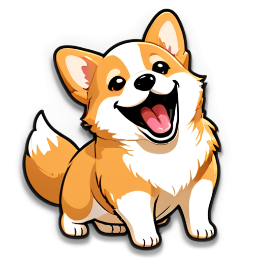 Pixel art laughing Corgi, fun, pixel art - icon | sticker