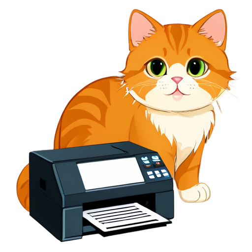 a cat that prints on a printer - icon | sticker