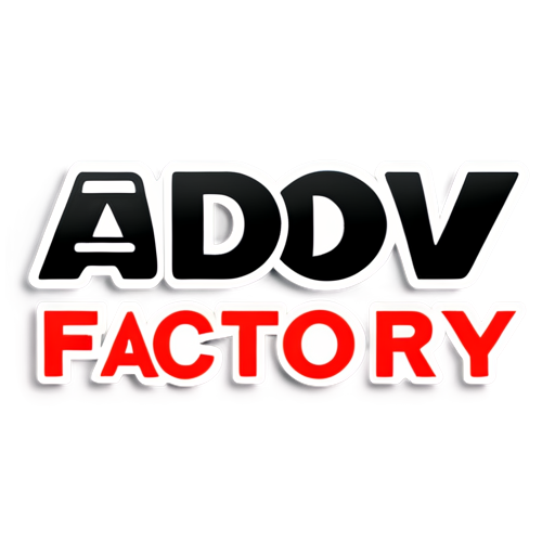 logo of the company “ADV factory” specializing in outdoor advertising, illuminated signs, design, modern style, flat design - icon | sticker