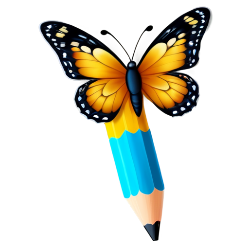 butterfly on top of a pencil - icon | sticker