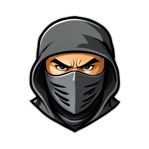 black, angry ninja logo, for a crypto token - icon | sticker