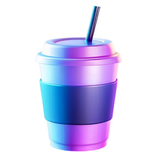 unusual 3d space-style purple inflated coffee cup - icon | sticker