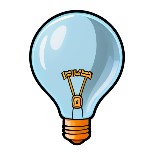 hot air balloon that looks like a vintage light bulb. The light bulb has an illuminated element in the middle that is in the shape of an AI SPARK icon in orange - icon | sticker