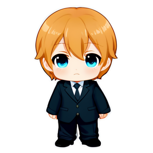 small cute Soul from p1harmony with peach hair and black suit - icon | sticker