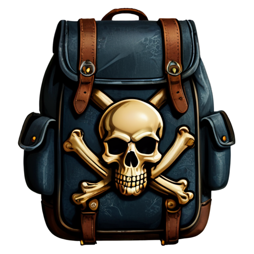 medieval backpack with skull and crossbones overlay icon - icon | sticker