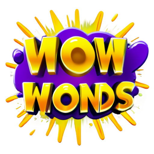 Violet and yellow flash with a word "wow"and " club of friends" - icon | sticker