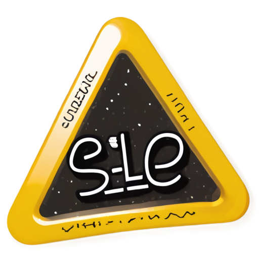 An ocher triangle, inside the triangle there is less red, all colors are done in neon, inside there is the inscription SEL - icon | sticker