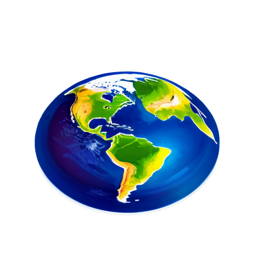 earth on a flat isometric disk in space - icon | sticker