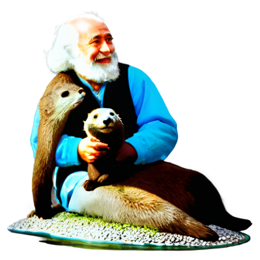 Fritz Perls with an otter - icon | sticker