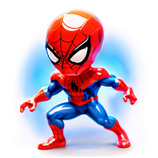 Epic full-body illustration of Spiderman, standing heroically, with a dynamic pose, in a dramatic sky background, detailed, powerful and inspiring, high-definition, realistic style. - icon | sticker