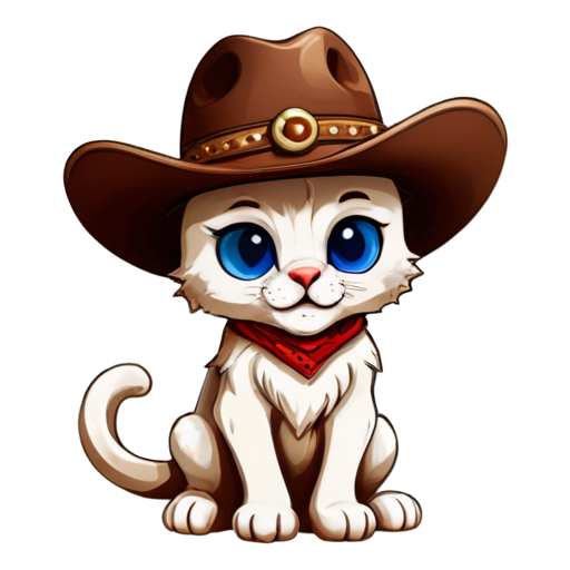 The skeleton of a cat is sitting in a cowboy hat - icon | sticker