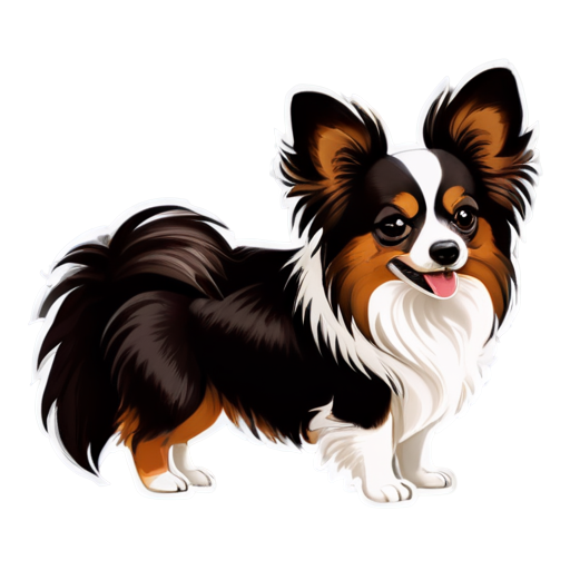 two Papillon dogs - icon | sticker