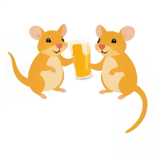 Two ginger colored rats, holding beers, cheers - icon | sticker